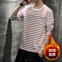 RAMPAGE 長袖 男士T恤 紅色加絨 