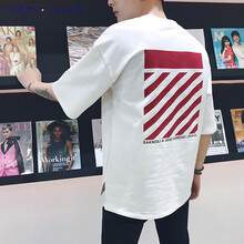 湯米威龍（TOMMY VELON） 五分袖 男士T恤 白色 