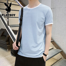花花公子（PLAYBOY） 短袖 男士T恤 SY3340 淺藍 