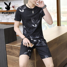 花花公子（PLAYBOY） 短袖 男士T恤 鳳凰黑 