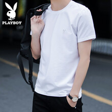 花花公子（PLAYBOY ESTABLISHED 1953） 短袖 男士T恤 圓領(lǐng)白色 1234 