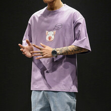 奇鹿（QILU） 五分袖 男士T恤 紫豬 