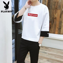 花花公子（PLAYBOY OUTDOOR） 七分袖 男士T恤 01白色 