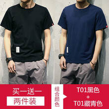 青鴻鳥（TSINGHOMBIRD） 短袖 男士T恤 T01黑色+T01藏青色 