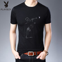 花花公子（PLAYBOY ESTABLISHED 1953） 短袖 男士T恤 5510黑色logo 