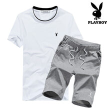 花花公子（PLAYBOY PHYSICAL） 短袖 男士T恤 SSMTTXTZ1826白色加灰色 