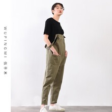 伍平米  背帶褲 女 九分褲 休閑褲