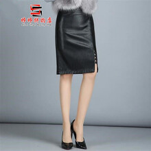 彈力皮裙