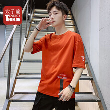 太子龍（TEDELON） 五分袖 男士T恤 磚紅色 