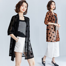 瑤益  五分袖 女 短外套 印花，紗網(wǎng)