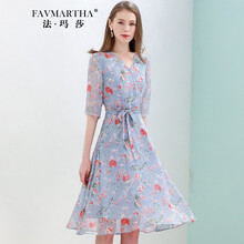法瑪莎（FAVMARTHA） 碎花 拉鏈 連衣裙