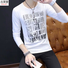 古萊登（GODLIKE） 長袖 男士T恤 英文方格白色 XL，L，XXL，M，XXXL
