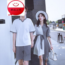 情侶裝夏裝女裙條紋