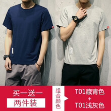 青鴻鳥（TSINGHOMBIRD） 短袖 男士T恤 T01藏青色+T01淺灰色 