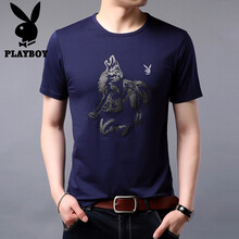 花花公子（PLAYBOY） 短袖 男士T恤 HH9575藍(lán)色 