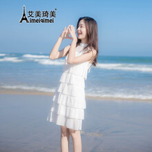 艾美琦美（AIMEIQIMEI） 純色 燙畫 連衣裙