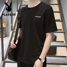 花花公子（PLAYBOY） 短袖 男士T恤 SY3337 黑色 