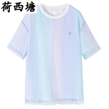 珈沐兒（jiamuer） 扎染，鏤空，紗網(wǎng) 短袖 T恤 女 圓領(lǐng)