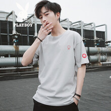 花花公子（PLAYBOY ESTABLISHED 1953） 短袖 男士T恤 中灰色 