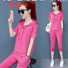 琴朵（QINDUO） 亮片 短袖 T恤 女 連帽