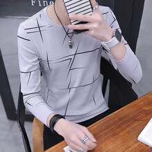 茜靚（Chyllirn） 長(zhǎng)袖 男士T恤 0091灰色 XL