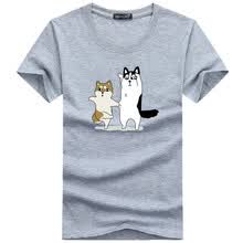 K L B ZHE 短袖 男士T恤 二哈灰色 S，4XL，5XL，L，XXXL，M，XXL