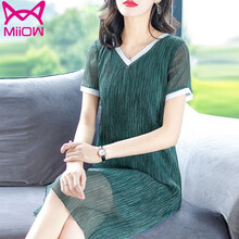 貓人（MiiOW） 純色 拼接 連衣裙