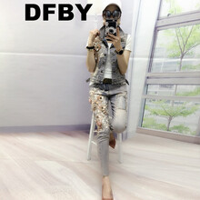 DFBY 松緊腰 鉛筆褲/小腳褲 女 九分褲 牛仔褲