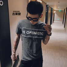 古萊登（GODLIKE） 短袖 男士T恤 淺黑色 