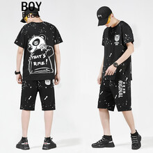 Boy Bees 短袖 男士T恤 噴墨熊貓字母套裝 