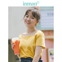 茵曼（INMAN） 繡花 短袖 T恤 女 方領(lǐng)