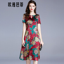 歐逸芭蒂 大花 口袋，拉鏈，印花 連衣裙