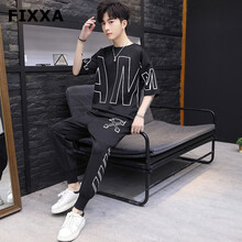 FIXXA 五分袖 男士T恤 黑色 
