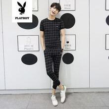 花花公子（PLAYBOY ESTABLISHED 1953） 短袖 男士T恤 黑色T05 