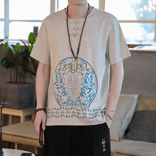 bemu song 五分袖 男士T恤 杏色 