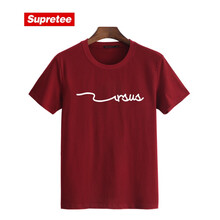 supretee 短袖 男士T恤 簡(jiǎn)約線條 酒紅色 