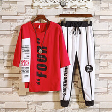 良布 七分袖 男士T恤 黑色 