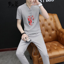 夢(mèng)迪蔻（MENGDIKOU） 短袖 男士T恤 T754灰色臉譜-九分 