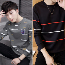 古萊登（GODLIKE） 長(zhǎng)袖 男士T恤 1711灰色+三線黑色 XL，L，M，XXXL，XXL
