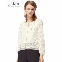 臣楓（Sefon） 立領(lǐng) 長袖 女 短外套 蕾絲