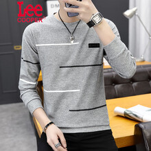 Lee Cooper 長(zhǎng)袖 男士T恤 淺灰色 