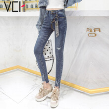 VCH 高腰 鉛筆褲/小腳褲 女 長褲 牛仔褲