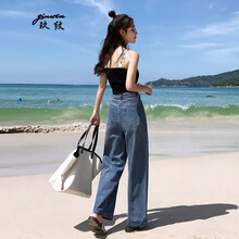 玖紋（giuwen） 高腰 直筒褲 女 長(zhǎng)褲 牛仔褲