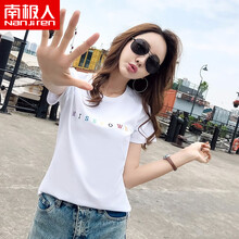 南極人（Nanjiren） 刺繡，拼接 短袖 T恤 女 圓領(lǐng)