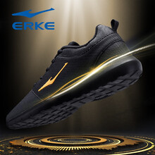 鴻星爾克（ERKE）跑步鞋正黑/亮金(皮面) 
