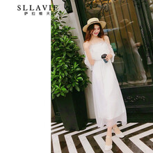 薩拉維夫（SLLAVIF） 純色 荷葉邊，露背，綁帶，木耳邊，紗網 連衣裙