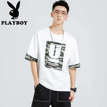 花花公子 五分袖 男士T恤 3007米白 