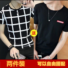 騎士普?。≒utin·Rider） 短袖 男士T恤 格子黑色送刺繡黑色 