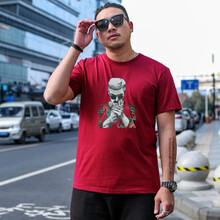 傲信鳥(niǎo) 短袖 男士T恤 眼睛男酒紅 XL，4XL，5XL，L，XXL，M，XXXL