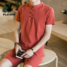 花花公子（PLAYBOY） 短袖 男士T恤 7006酒紅色 